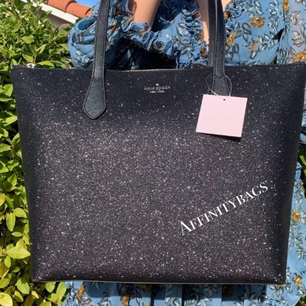 Kate spade large joeley Black tote glitter Holiday